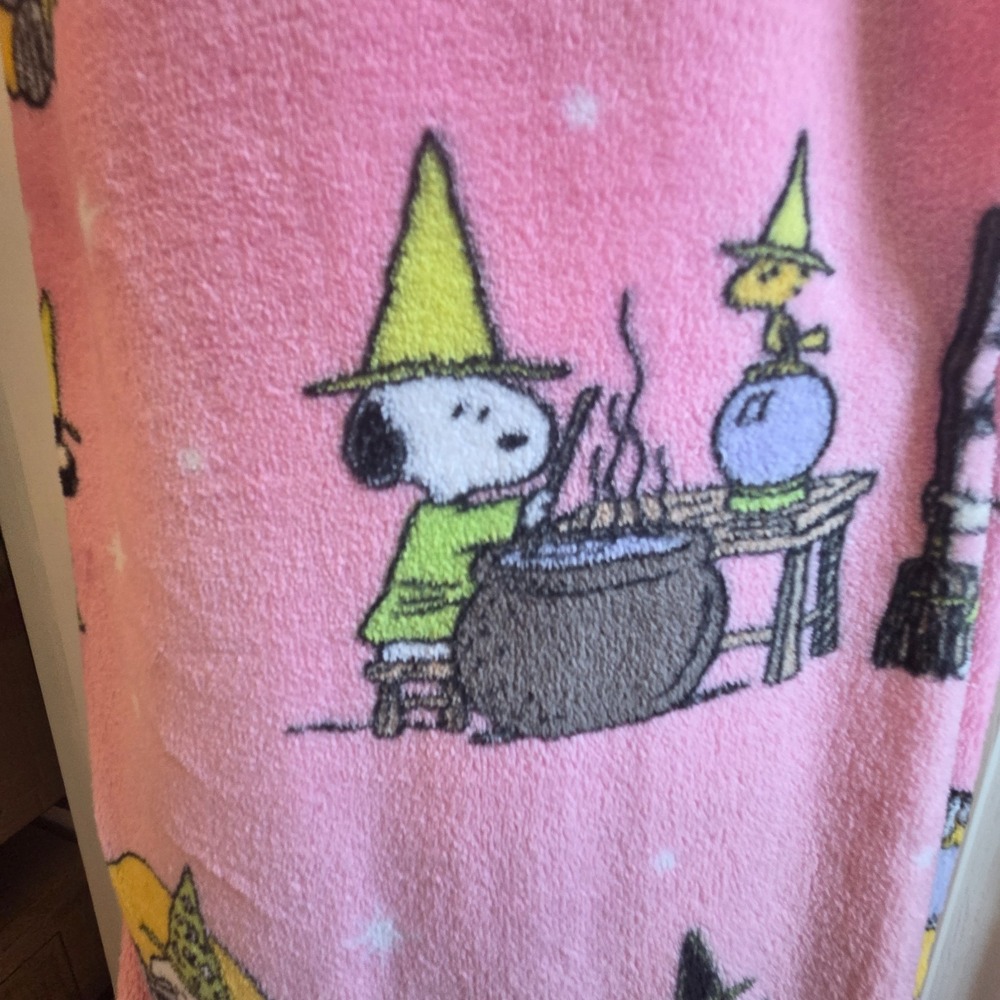 Peanuts Snoopy Halloween Throw Blanket 60x70 Pink Witch New Berkshire Plush - Picture 4 of 6